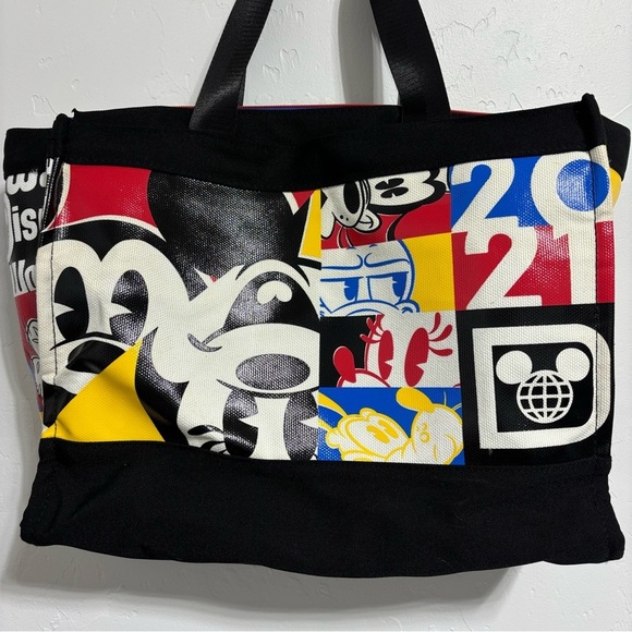 Disney Tote Bag Walt Disney World 2021 Shoulder Strap Zip Closure Mickey Minnie - Picture 2 of 11